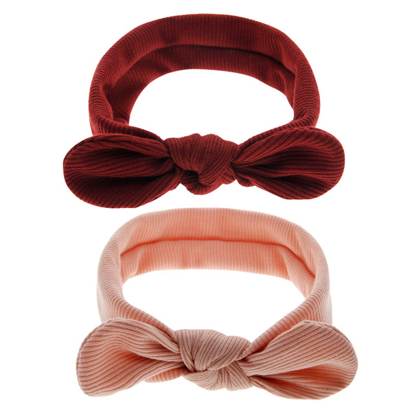 New Baby Girls Bunny Ear Headbands Elastic Bowknot Headbands Children Hair Accessories Hairband Kids Turban Knot Headbands Headwear WKHA08