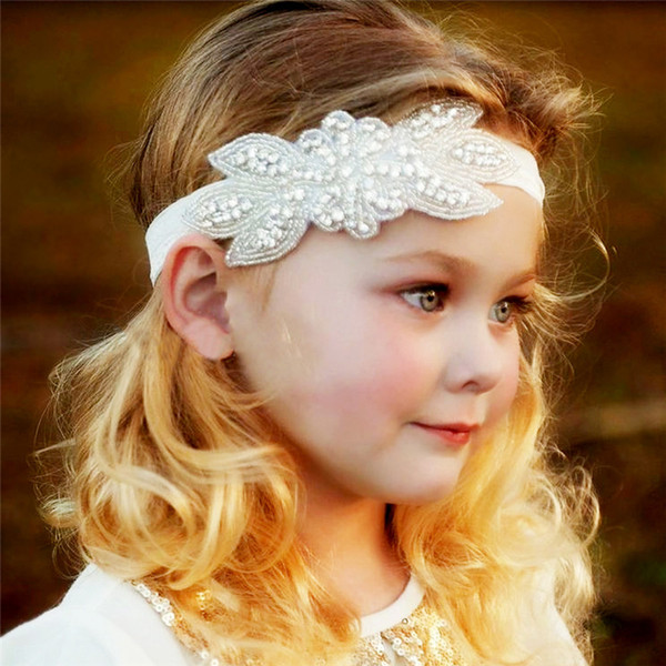 Baby Kids Wedding Headbands Infant Girls Hand Made Shiny Rhinestone Hairbands Children Hair Band Hair Accessories Headwear Free Ship KHA237