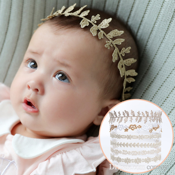 Baby lace headbands flower leaf heart types hairbands Kids Children cute gold headdress headwear Children hair accessories KHA387