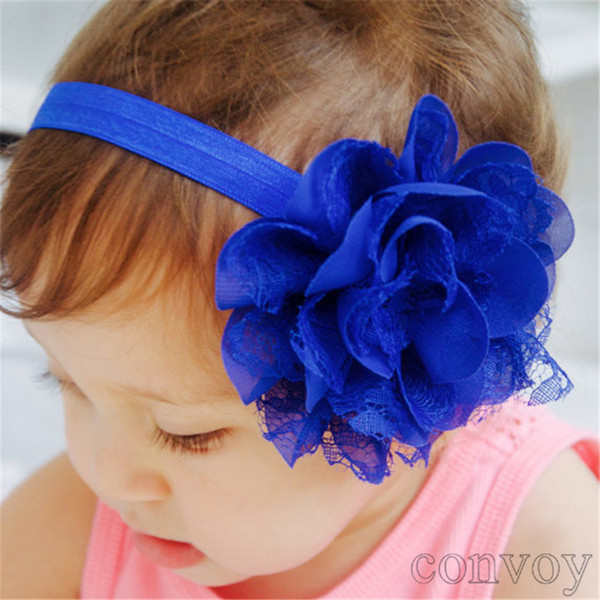 Children Hair Accessories Baby Girls Large Mesh flower Headbands bow with Ruffled Chiffon Flower Fashion Elastic Hair Bands KHA85