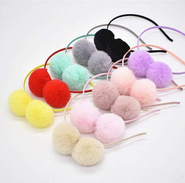 Baby Pom pom ball Hair hoop Hairband Accessories Girls pompons Head hoop headbands rabbit ears flocculus hair bands headwear 100pcs FG110