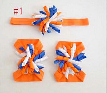 New 2020 korker bow Head band Flower Hand feet Flowers set Christening baby Christening Accessories triple corker loop hair Bands 50pcsPD010