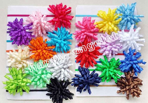 Baby stretchy headband korker bow flower clip hairband hot sale skinny Elastic slender rubber band Gymboree style hair ties 100pcs PD013