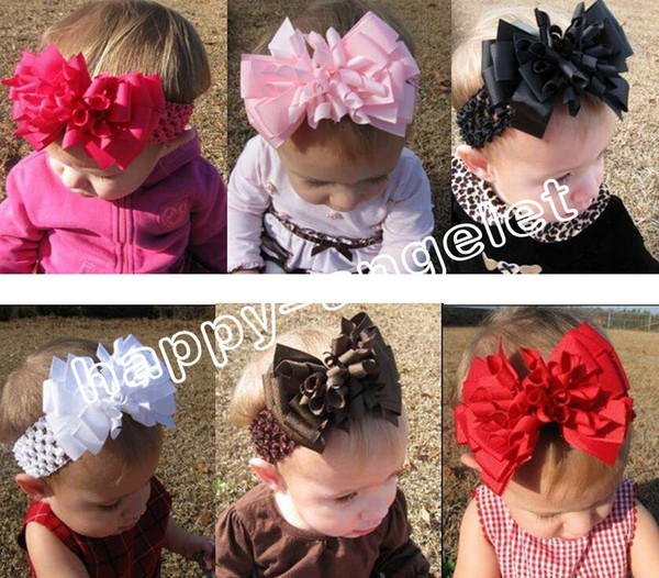 Baby 4inch M2M layered Curly Ribbon Hair band hairpins Corker hairband korker hair bows clips crochet headband hair accessories PD008