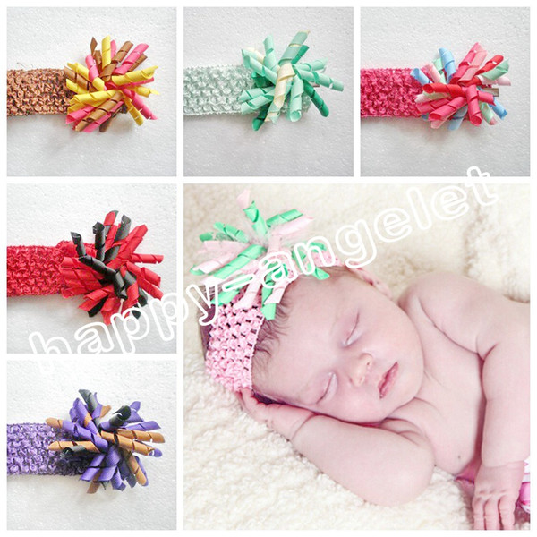 Baby Christening Waffle Crochet Headband Corker Bows Flowers Hair clip barrettes girl korker hair bands Woven headbands 100pcs PD011