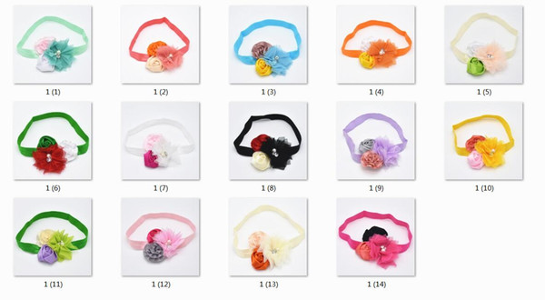 14pcs headband strap of the Satin Pink Flower soft elastic hairband the hair holder diadems for women this high quality HD002