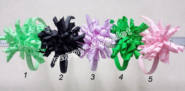 Hair Sticks barrettes Korker Bows Flowers Plastic headbands Baby Curlies Ribbon Hair Hoop Girl's Corker Hair band 200pcs PD009