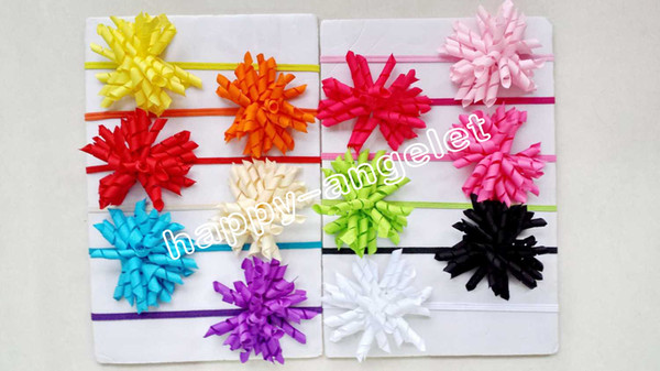 Baby stretchy headband korker bow flower clip hairband hot sale skinny Elastic slender rubber band Gymboree style hair ties 50PCS PD013