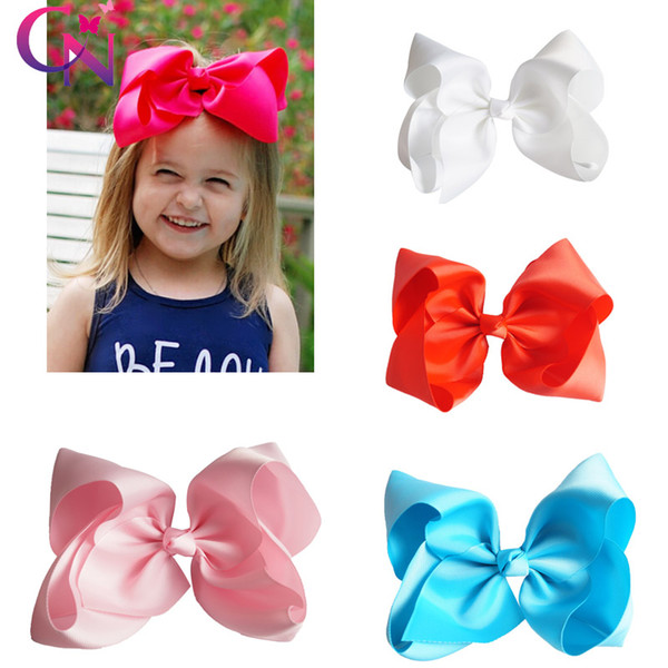 60 Colors 8 Inch Large 8 inch Bowknot Hair Bow Solid Color On Aligator Clip For Girl Kids Headwear Party Supplies Wholesale