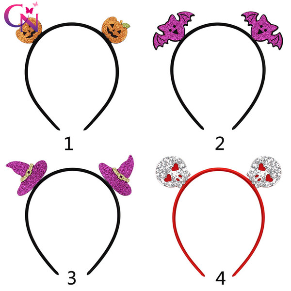 CN Cute Pumpkin Headbands for Baby Gilrs Handmade Glitter Cartoon Hairband Children Hair Hoop Halloween Party Hair Accessories