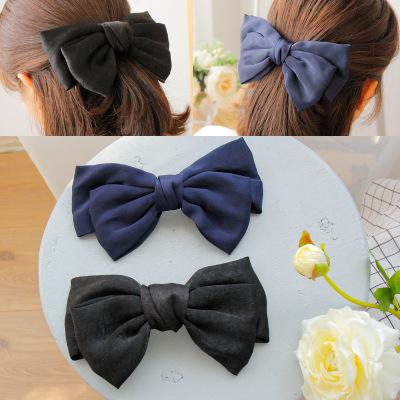 Korean Women Hair Bows French Clip Solid Double Layers Big Bowknot HairClip for Girls Lady Hair Tie Fashion Hair Accessories