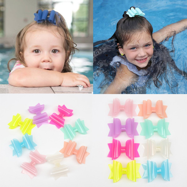 Hair Accessories 3 Inch Waterproof Hairgrips Jelly Bows Hairbows Hairpins Dance Party Hair Clip Swimming Pool Bows