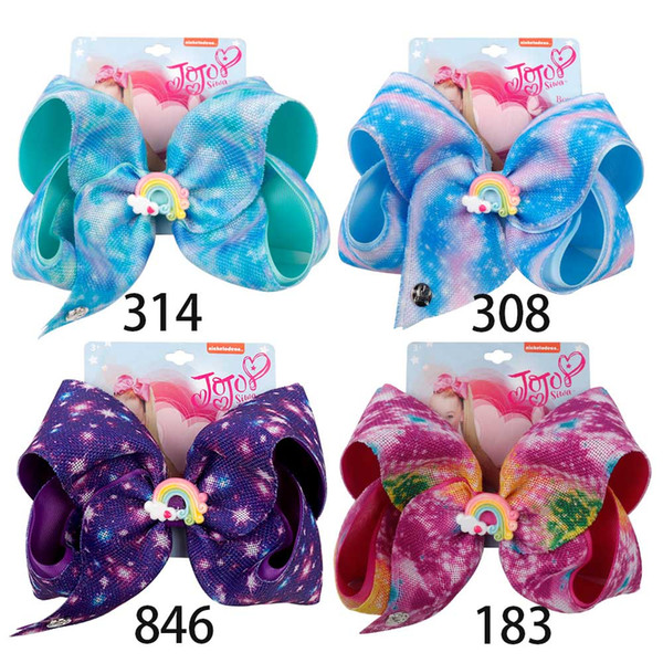 Hair Accessories for Girls 8 Inch Flax Grosgrain Ribbon Hairgrips for Kids with Rainbow Bowknot Hairbows Wholesale Fashion Hair Accessories