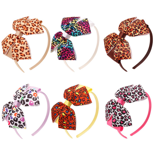 Leopard print Bow Hair Band Handmade Grosgrain Ribbon Hair Hoop Headband Solid Band New Arrival Headdress Girls Hair Accessories