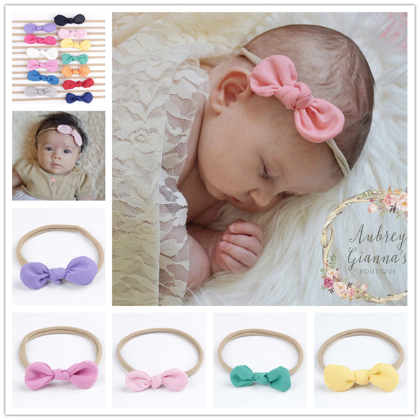 Newborn Baby Headbands Bunny Ear Elastic Headband Children Hair Accessories Kids Cute Hairbands for Girls Nylon Bow Headwear Headdress KHA92