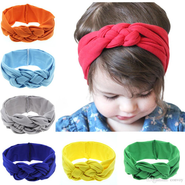 New Baby Elastic Cotton Headbands Infant Girls Braid Twist Turban Head Wraps Children Kids Stretchy Comfy Workout Hairband 16 Colors KHA208