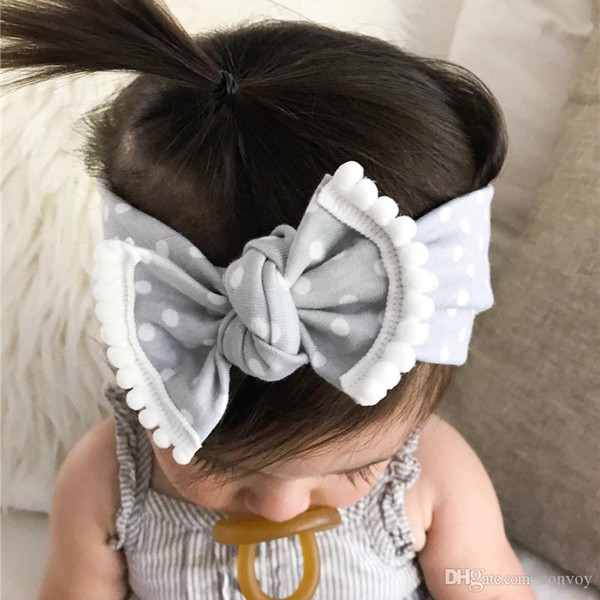 INS Baby Girls Headbands Bowknot Dot hairband Kids Knotted Bow Elastic Cotton Head bands Children Infant Hair Accessories Headwear KHA562