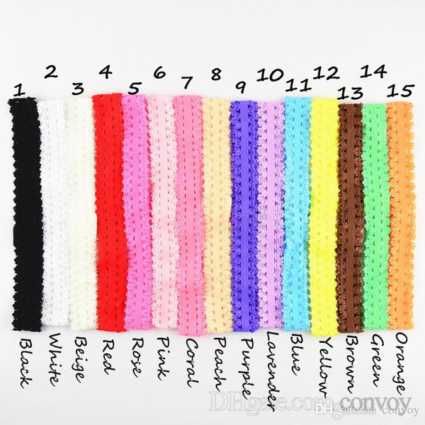 15 Colors Baby Girls DIY Elastic Lace Band Children Kids headband High elasticity Headbands Accessories DIY Use 2cm width 36cm size KHA463