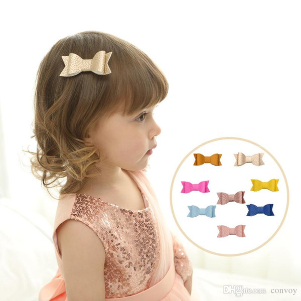 Baby Leather hairpin Bow Clips Girls Large Bowknot Barrette 8 colors Kids Hair Boutique Bows Children Hair Accessories KFJ213