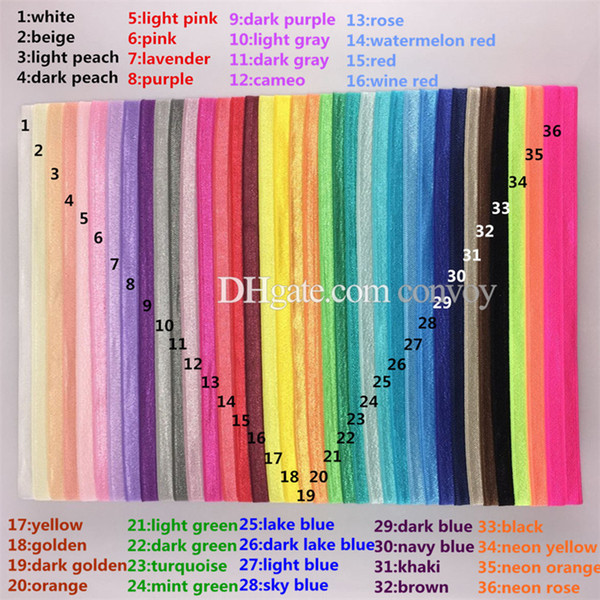 36 Colors Baby Girls DIY Elastic Band Children Kids headband High elasticity Headbands Accessories DIY Use 1.5cm width 36cm size KHA448