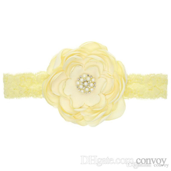 Fashion Lace Headbands for Baby Girls Vivid Flower Shiny Rhinestone Headband Infant Kids Boutique hairbands Children Hair Accessories KHA573