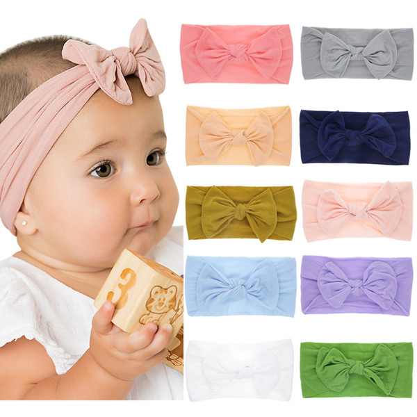 Baby Girls wide Bow Headbands Children Soft elastic Bowknot Hairbands Kids Hair Accessories Hair band Princess Headdress KHA684