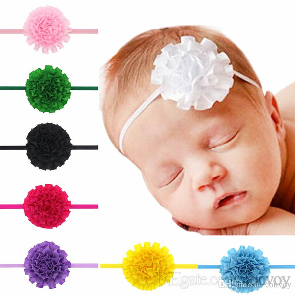 Newborn Baby Headbands Flower satin Head bands Baby Girls Chiffon Elastic Headbands Children Hair Accessories Princess Headwear KHA247