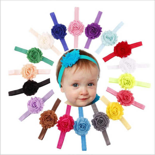 18 colors Baby headbands girls Shabby Chic Flower Headbands Elastic Hairbands Children Hair accessories Infant Boutique Hair Bows KHA330