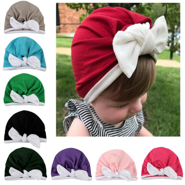 Baby Girls turban hat with bow turbans for tots Infant toddler Topknot beanie Baby girls shower gift stretchy