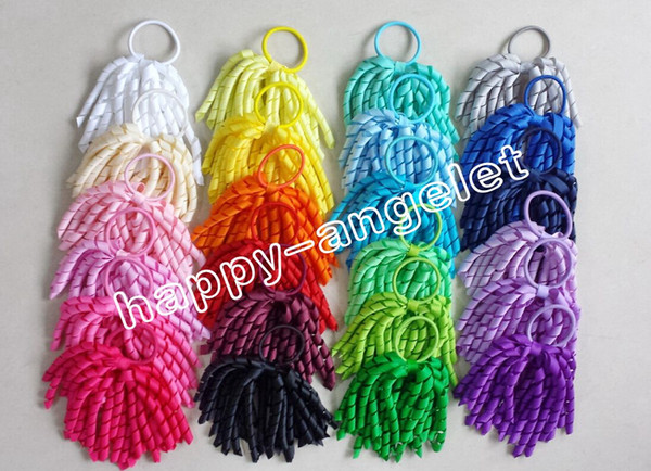 20 PCS hairband baby girls Girl pony O A-korker Ponytail various color korker ribbons streamers hair bows with elastic hair ties rope PD002