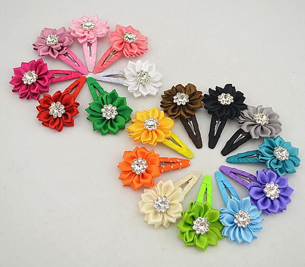 17pcs hair flower polygonal flower hairpins of the girls hairwear children rhinestone very beautiful hair flower FJ038