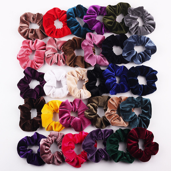 20pcs Girl Women's Velvet Hair Scrunchies Tie Accessories Ponytail Holder Scrunchy Hair bands velour Hair loop Pleuche Headwear FJ3362