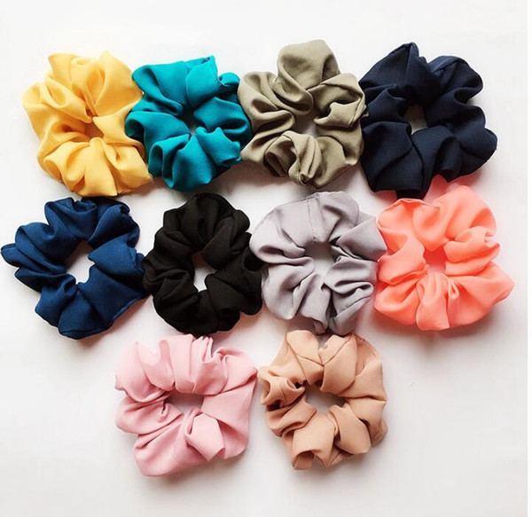 50pcs Lady girl Hair Scrunchy Ring Elastic Hair Bands Pure Color Bobble Sports Dance Scrunchie Soft Scrunchie Hairband FJ3352