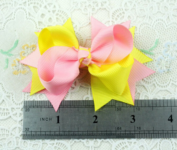 Girls' 3 inches double-color grosgrain ribbon Hair Bows Clips Accessories Boutique Hairpins Headwear Princess Barrettes 10pcs HD3205