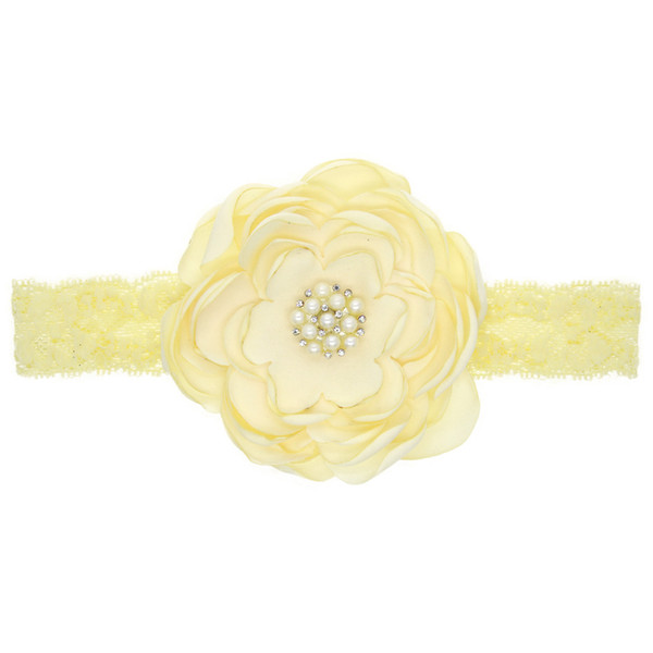 5pcs hair flower Baby Girls Flower Headbands Chiffon Flower With Pearl And rhinestone Elastic For Baby Hair Accessories Headwear H170