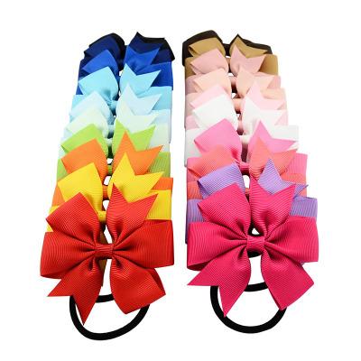 20pcs High Quality Boutique Ribbon Bow With Elastic Hair Bands Cute Pinwheel Hair Accessories For Girls FQ610