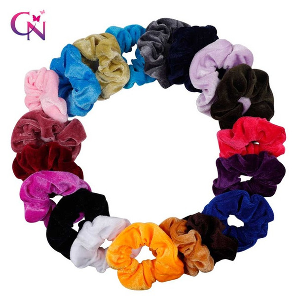 Wholesale Women Elegant Velvet Solid Elastic Hair Bands Ponytail Holder Scrunchies Tie Hair Rubber Band Headband Lady Hair Accessories