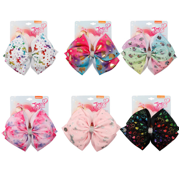 CN Hair Accessories 7'' Jumbo JOJO Bows Print Grosgrain Ribbon Hair Bows for Girls Hnadmade Fashion Wholesale Headwear