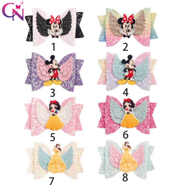 CN Hair Accessories Unicorn Barrettes for Girls Glitter Hair Clips Wings Rainbow Hairgrips with Unicorn Bowknot Headwear