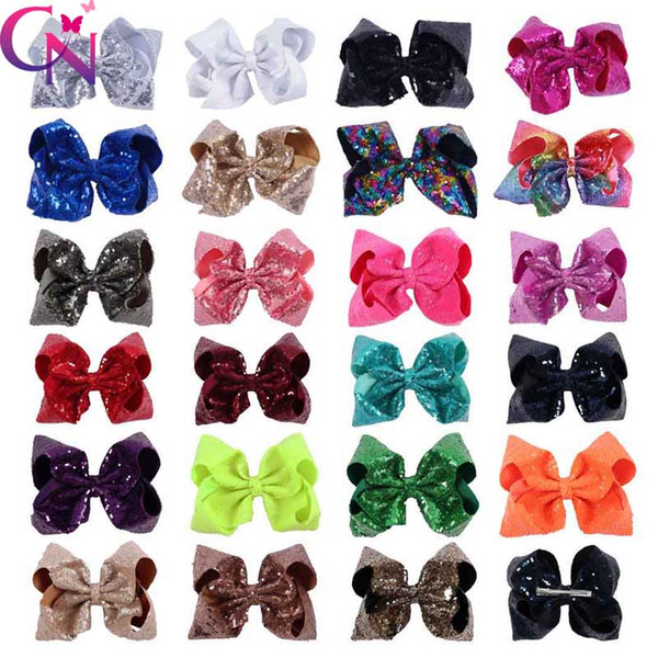 8 Inch Sparkly Girl Jumbo Rainbow Sequin Hair Bows On Alligator Clip For Kid Girl Hair Clip