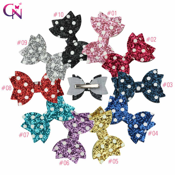 Hair Accessories 3 Inch Dot Hair Bows Bling Glitter Hair Clips For Children/Kids Fashion Hairgrip Polka Headwear