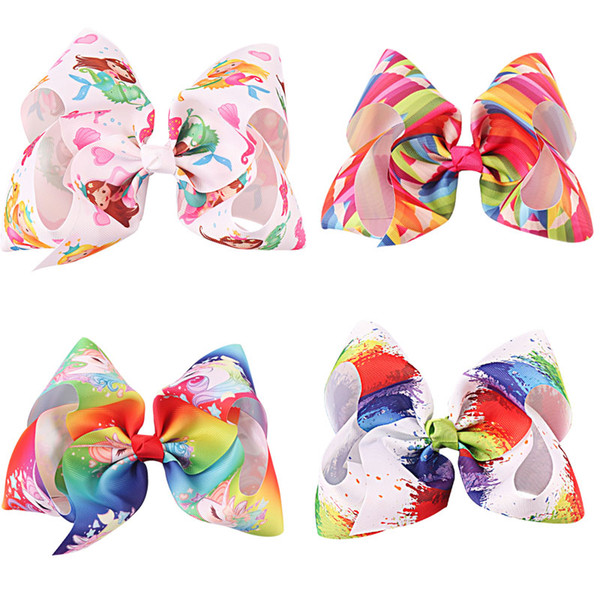 8 Inch Large Hair Bow Hearts Paint Splatter Hair Clip Party Supplies Princess Fairy With Rhinrstone Centre