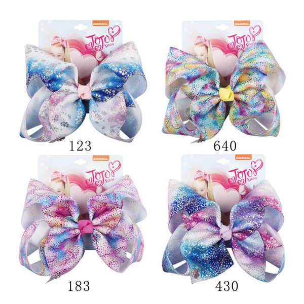 2018 New 7'' Large Rainbow Hair Bows Winter Printed Snow Watercolor Hairclip Baby Girls Jumbo Bow Handmade Christmas Hair Accessories