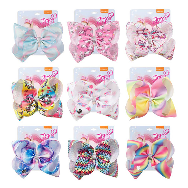 7 Inch Kids Large Printed Hair Bows High Quality Grosgrain Ribbon Hair Clips For Girls Handmade Barrettes Hair Accessories