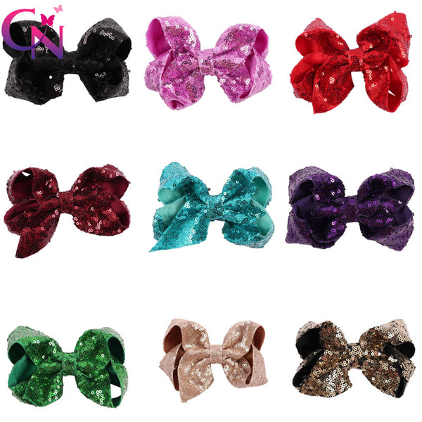 2018 New 5 Inch Sequin Sparkly Hair bow with Clip Boutique party supplies kids hair bows