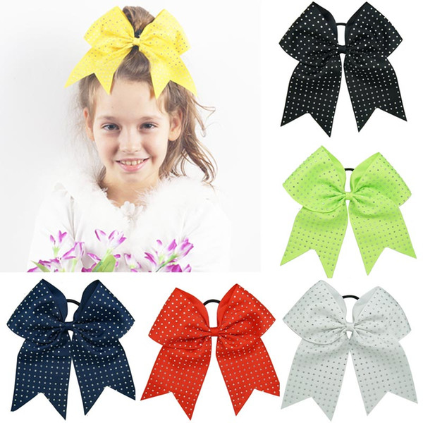 8 inch Rhinestone Cheer Bow Large Cheerleading Bows For Cheerleader Team Bow With Ponytail Holder For Teens Child