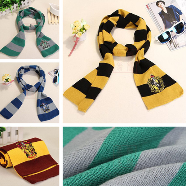 Harry Potter Scarf Gryffindor/Slytherin/Hufflepuff/Ravenclaw Knitted Neckscarf Available Xmas Halloween Birthday Gift 200pcs T1C426