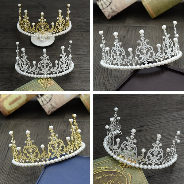 new 2 style hot sale imitation pearl crown baking decoration bridal jewelry accessories gift Hair Accessories TiarasT6I067