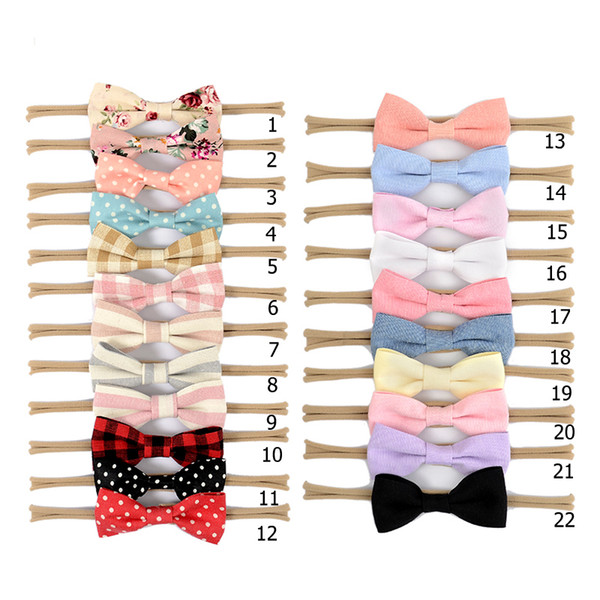 22 Colors Solid Color Boutique Bowknot Elastic Headbands For Newborn Kids Girls Women Baby Headband Hair Accessories