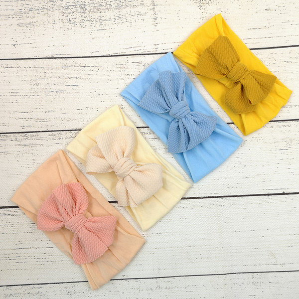 20pcs/lot 13Colors Cotton Bow Nylon Headband Baby Elastic Hair Bow Solid Turban Head Wrap Hair Accessories Kidocheese